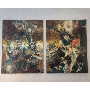 1960 ABSTRACTION FRANCAISE 2 TABLEAUX