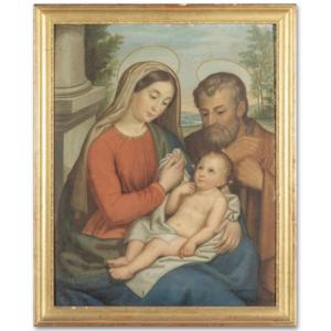 The Holy Family, Oil On Canvas, Italy, 19th Century