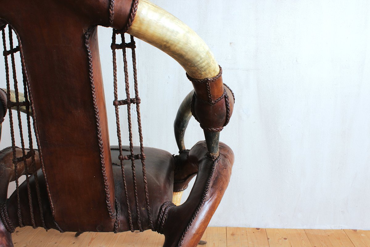 Pair de fauteuils Buffalo style Michel Hailard-photo-4