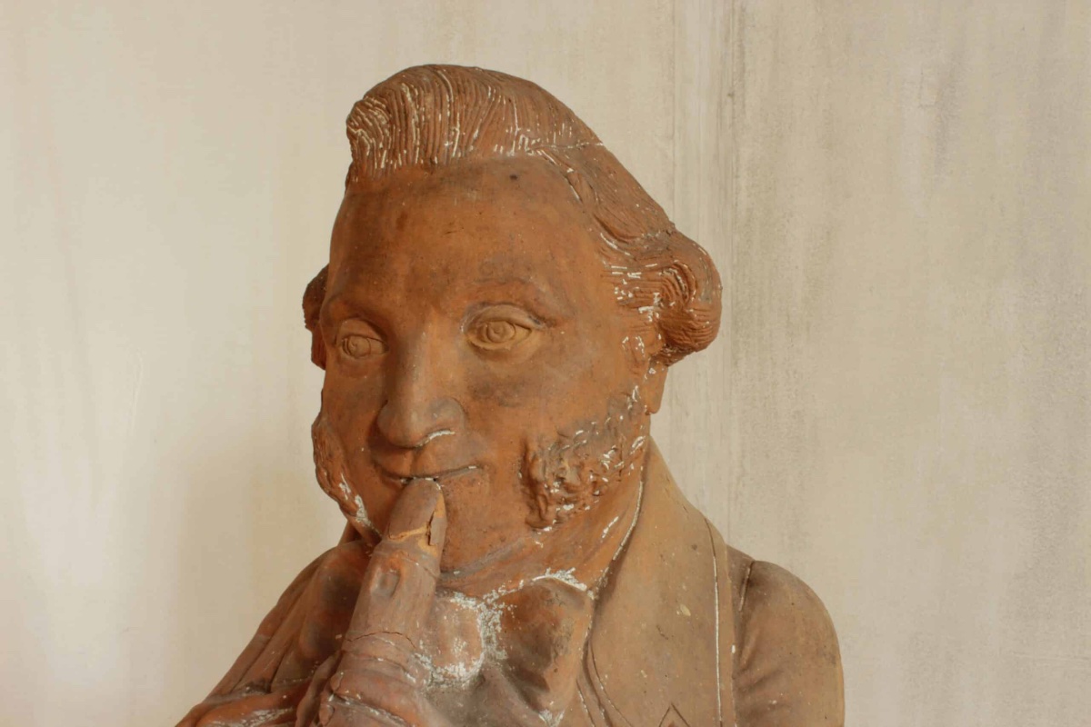 Serie de 3 Statues en terrecuite italiennes-photo-3