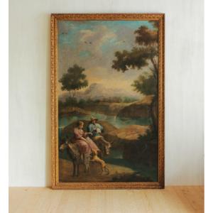Grande Huile Sur Toile Italienne  d'époque XVIII ème. 