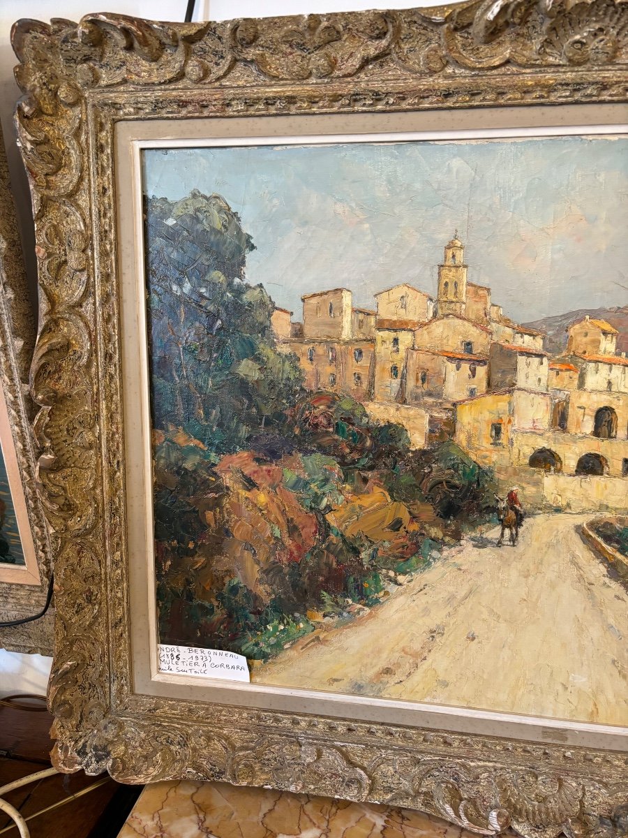 Peinture Huile Sur Toile  Village Corbara Corse (1886 -1973)-photo-3
