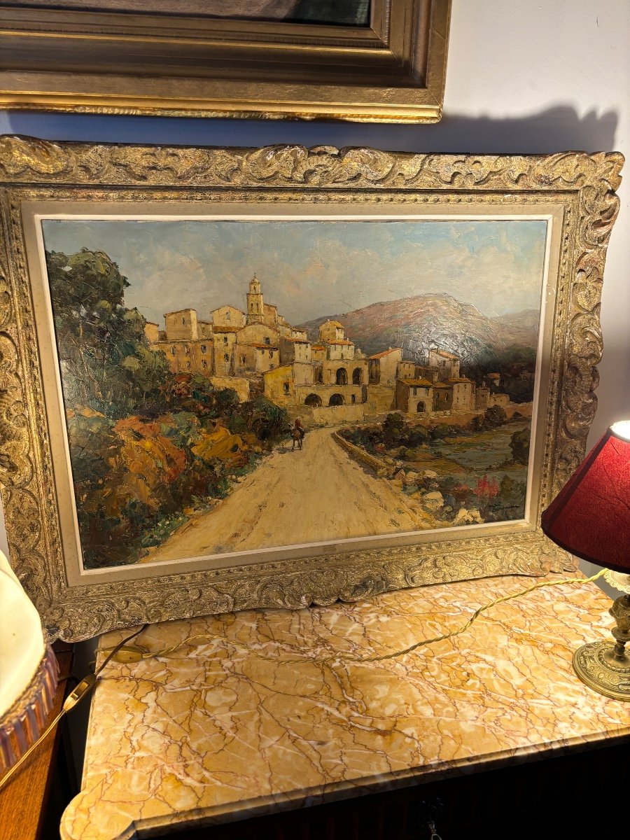 Peinture Huile Sur Toile  Village Corbara Corse (1886 -1973)-photo-8