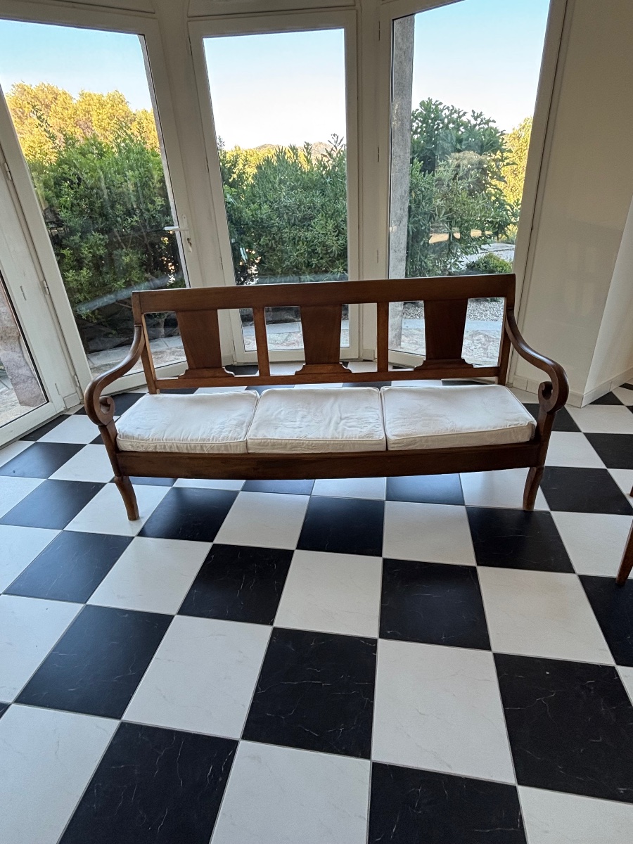 BANQUETTE ÉPOQUE XIX SIÈCLE EN NOYER CORSE 