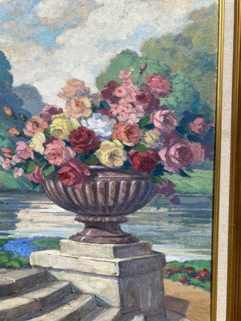 Large Still Life Painting Of Flowers-photo-3