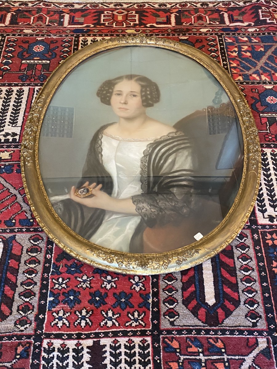Portrait Of Woman Pastel XIX Century-photo-6