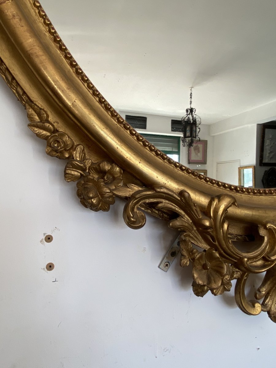 Miroir Ovale D’Époque XIX SiÈcle DorÉ -photo-2