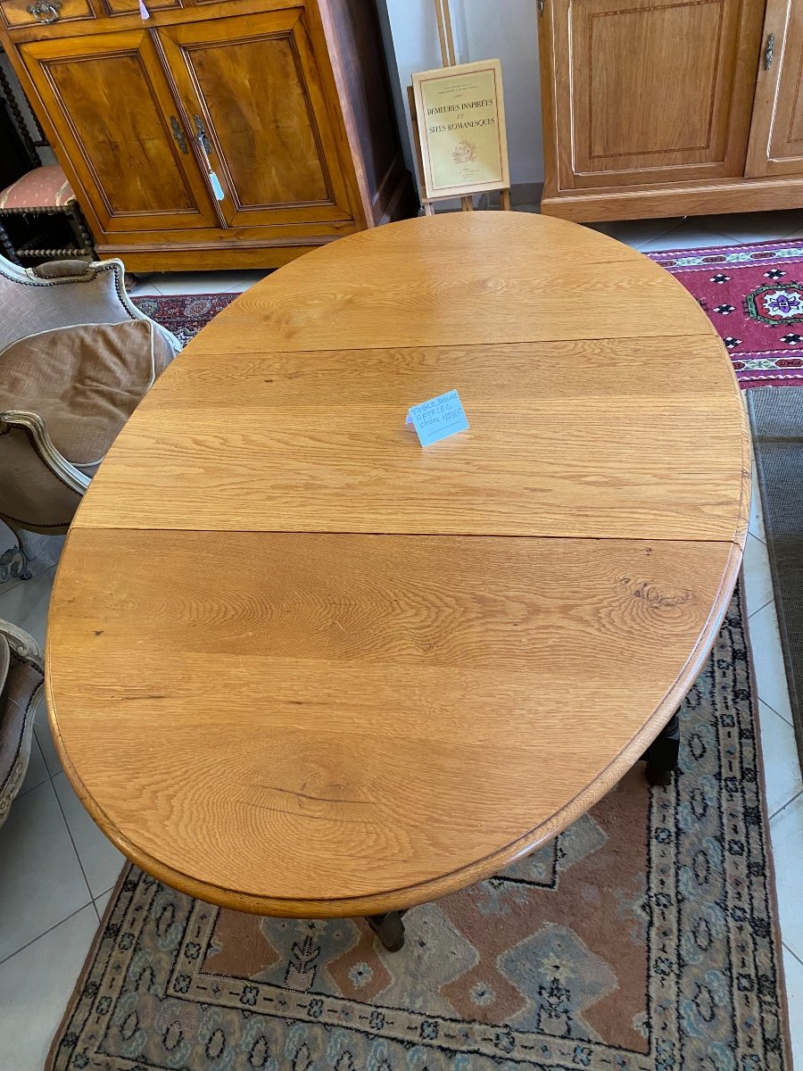 Gateleg Table In English Solid Oak Epoque XIX Ieme-photo-2