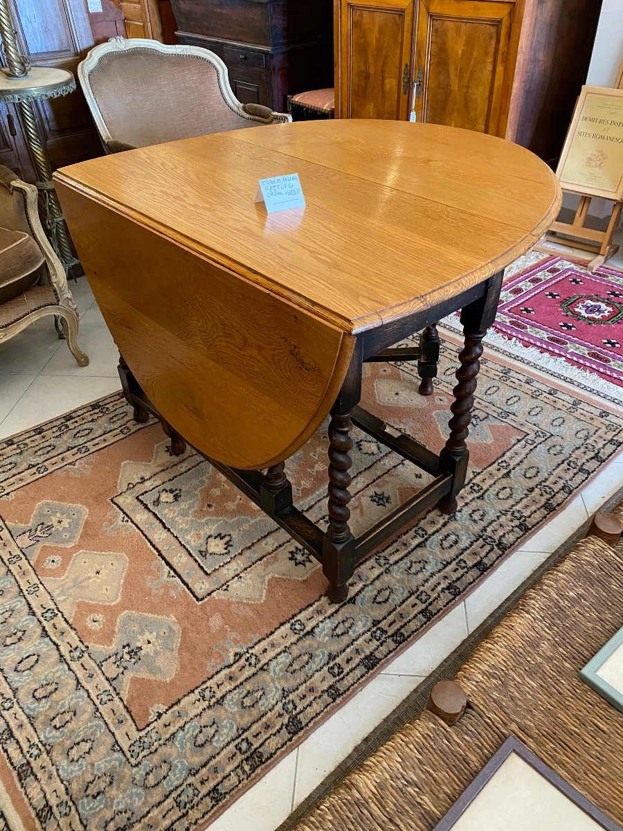 Gateleg Table In English Solid Oak Epoque XIX Ieme-photo-3