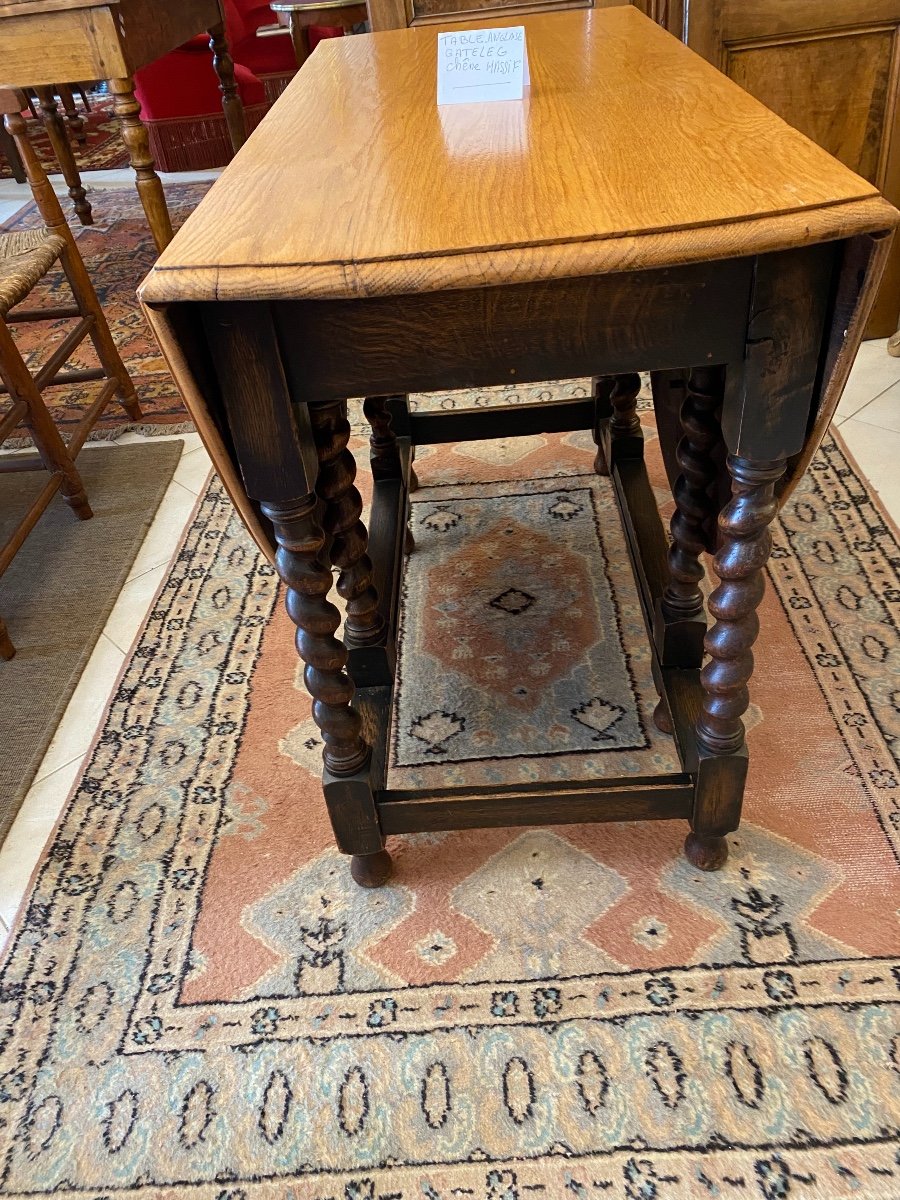 Gateleg Table In English Solid Oak Epoque XIX Ieme-photo-4