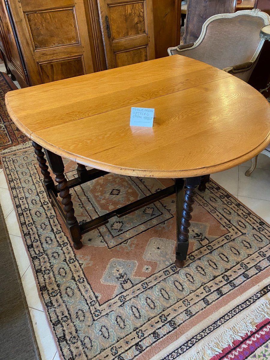 Gateleg Table In English Solid Oak Epoque XIX Ieme-photo-1