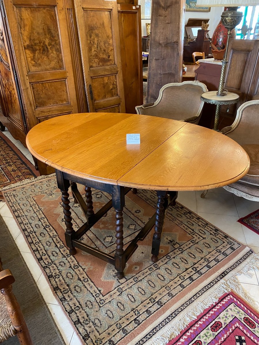 Gateleg Table In English Solid Oak Epoque XIX Ieme-photo-4
