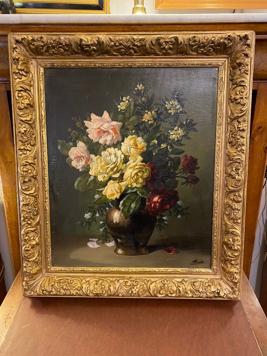 Bouquet Of Roses Signed Bouchez