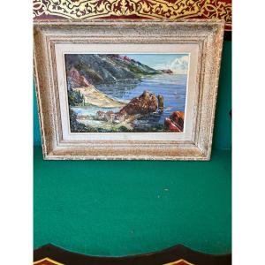 PEINTURE SUR BOIS GOLFE DE PORTO DE VIGON (1897 - 1985) CORSE 