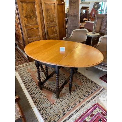 Gateleg Table In English Solid Oak Epoque XIX Ieme