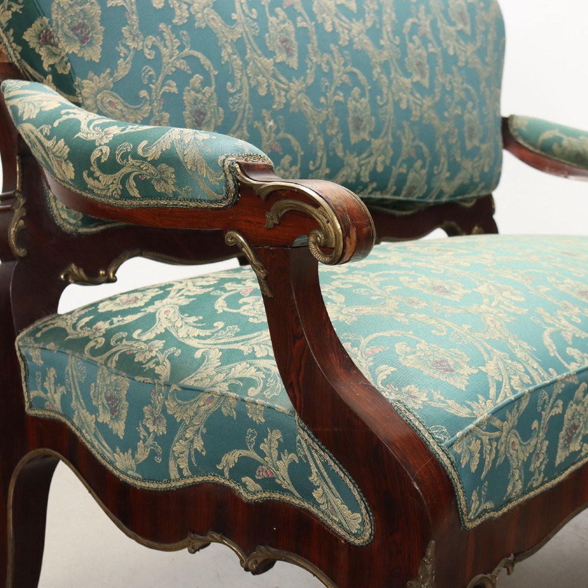 Canapé Ancien Napoléon III Sapin Tissu Italie XIXe Siècle-photo-3