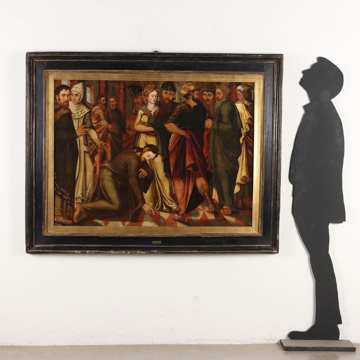 Tableau Ancien Christ Et La Femme Adultère école Flamande XVIe Siècle-photo-2