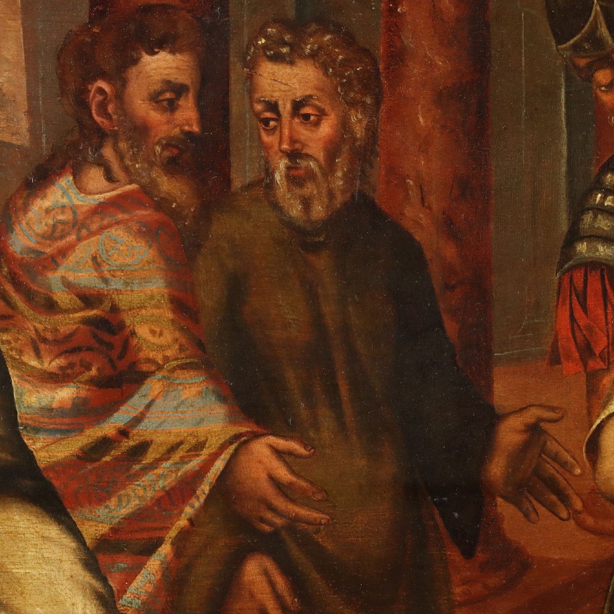 Tableau Ancien Christ Et La Femme Adultère école Flamande XVIe Siècle-photo-4