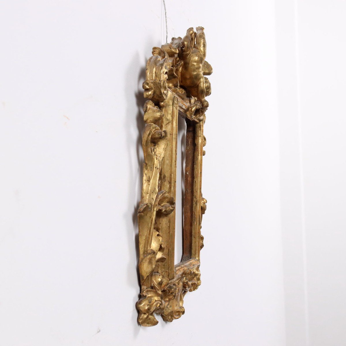 Antique Frame Baroque Style Gilded Linden Wood Italy XVIII Century-photo-6