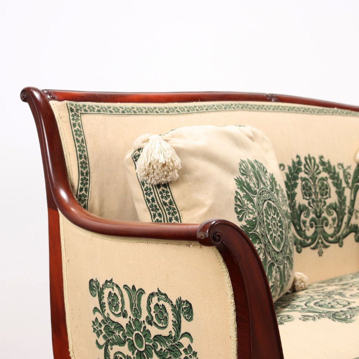 Antique Sofa Louis Philippe Mahogany Fabric Italy XIX Century-photo-3