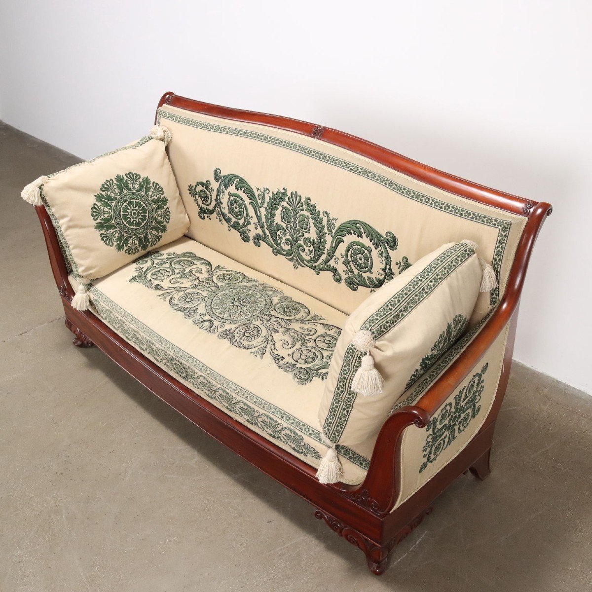 Antique Sofa Louis Philippe Mahogany Fabric Italy XIX Century-photo-4