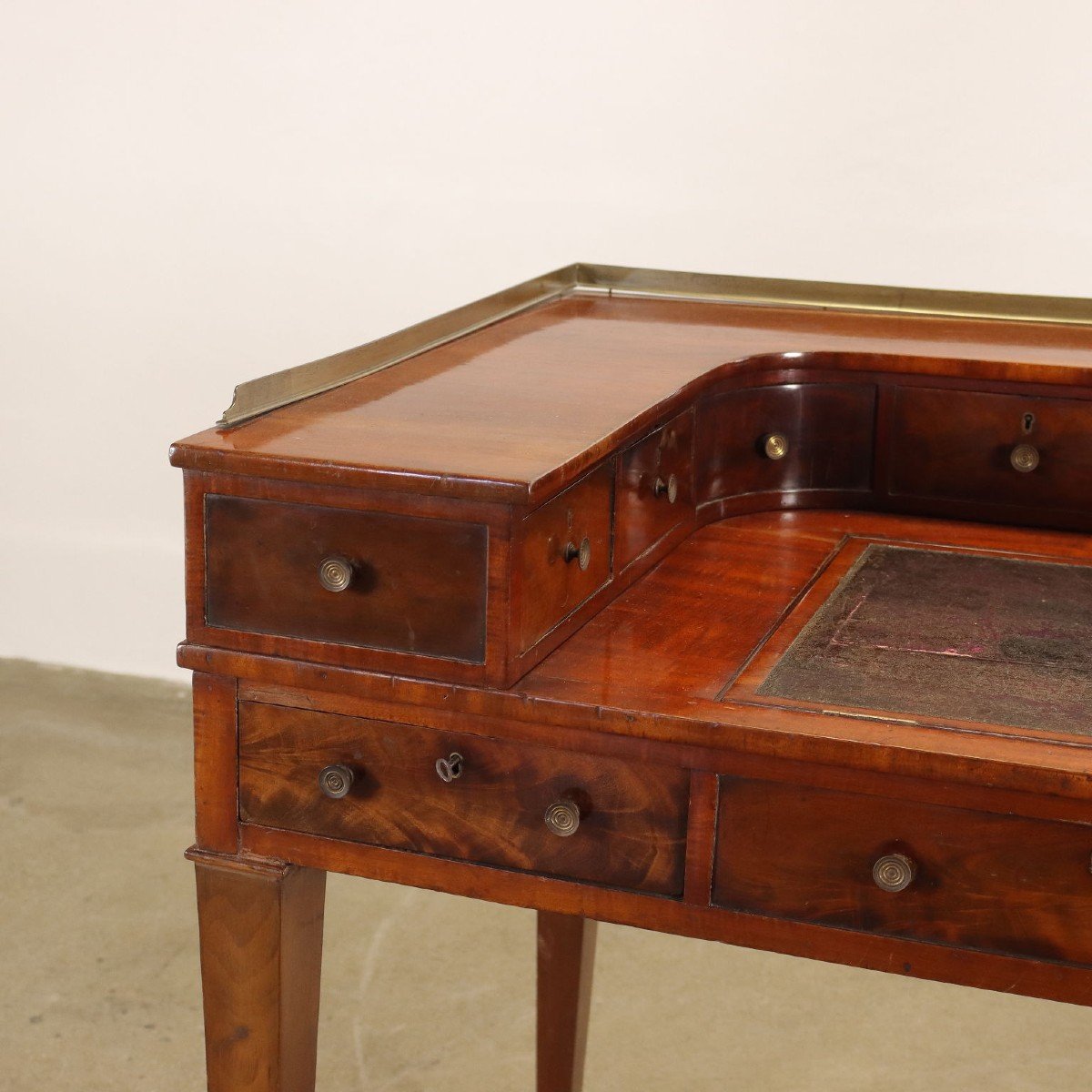 Ancient Writing Desk Carlton House Desk George III '800 Mahogany Brass-photo-3