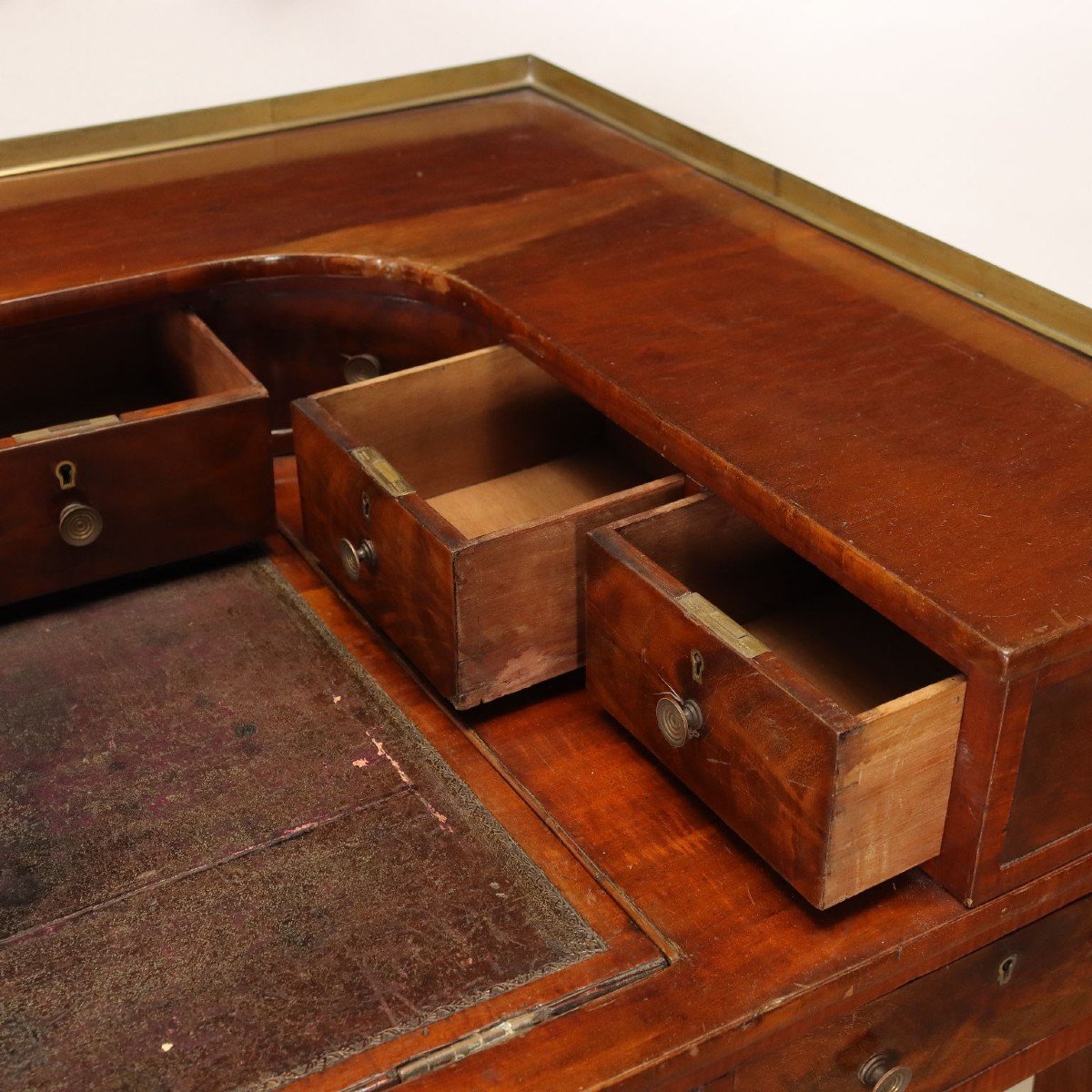 Ancient Writing Desk Carlton House Desk George III '800 Mahogany Brass-photo-1