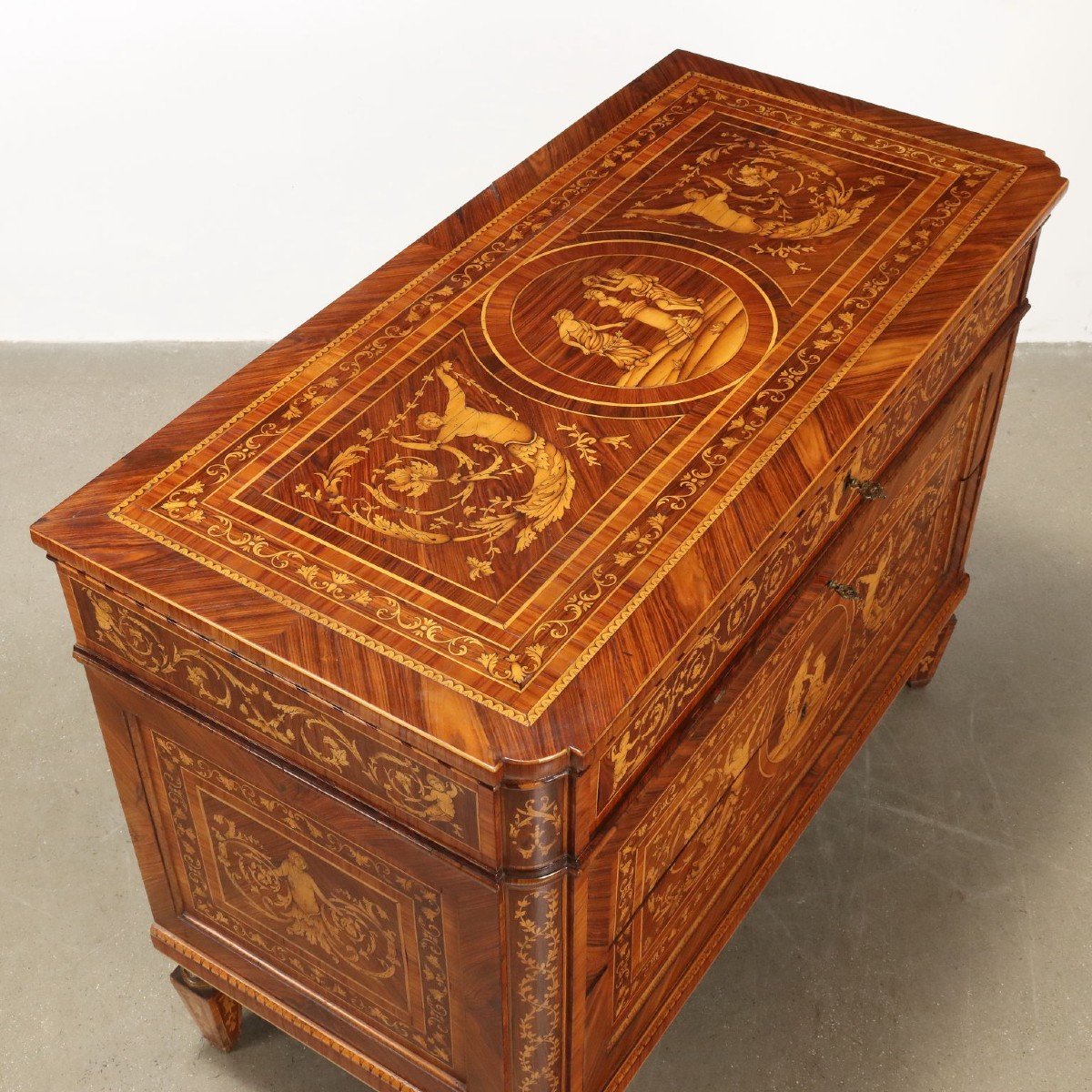 Commode à Tiroirs Marquetée Néoclassique  Gênes Dernier Quart XVIIIe Siècle-photo-3