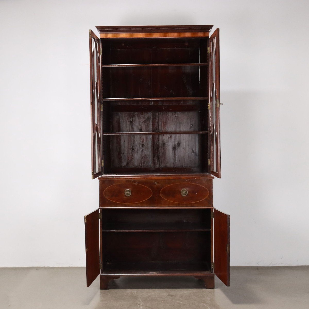 Antique Bookcase Neo-gothic Style Mahogany XIX Century-photo-3