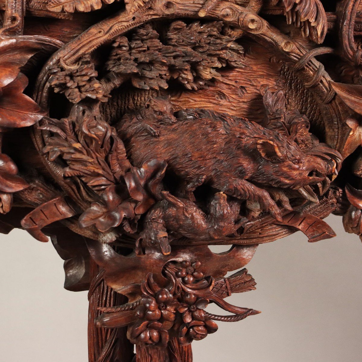 Jardinière En Bois Sculpté De Style Néo-baroque Forêt-Noire Suisse Fin du 19e siècle-photo-3