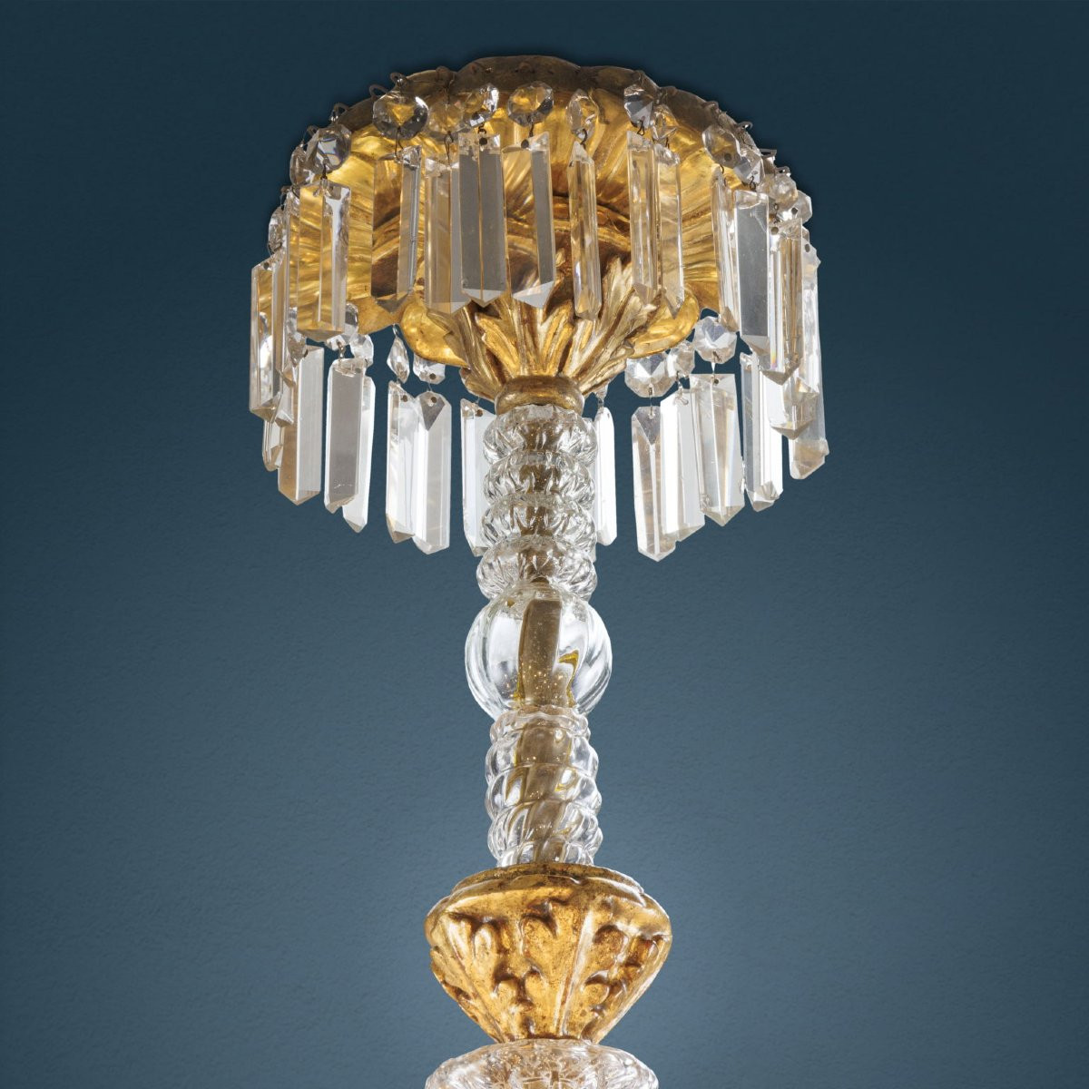 Lustre En Bois Doré Et Cristal Florence, Début Du XIXe Siècle-photo-5