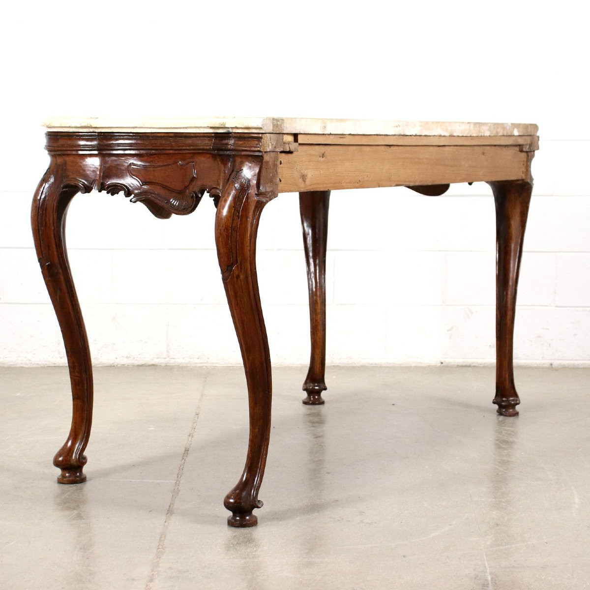 Venetian Baroque Console Walnut Alabaster Marble Italy XVIII Century-photo-7