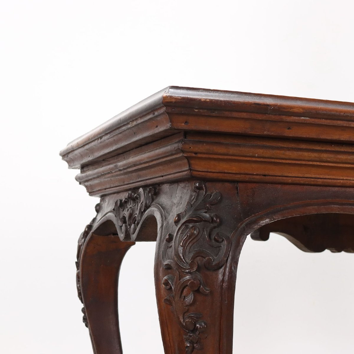Antique Baroque Table Walnut Marble Top Italy XVIII Century-photo-3