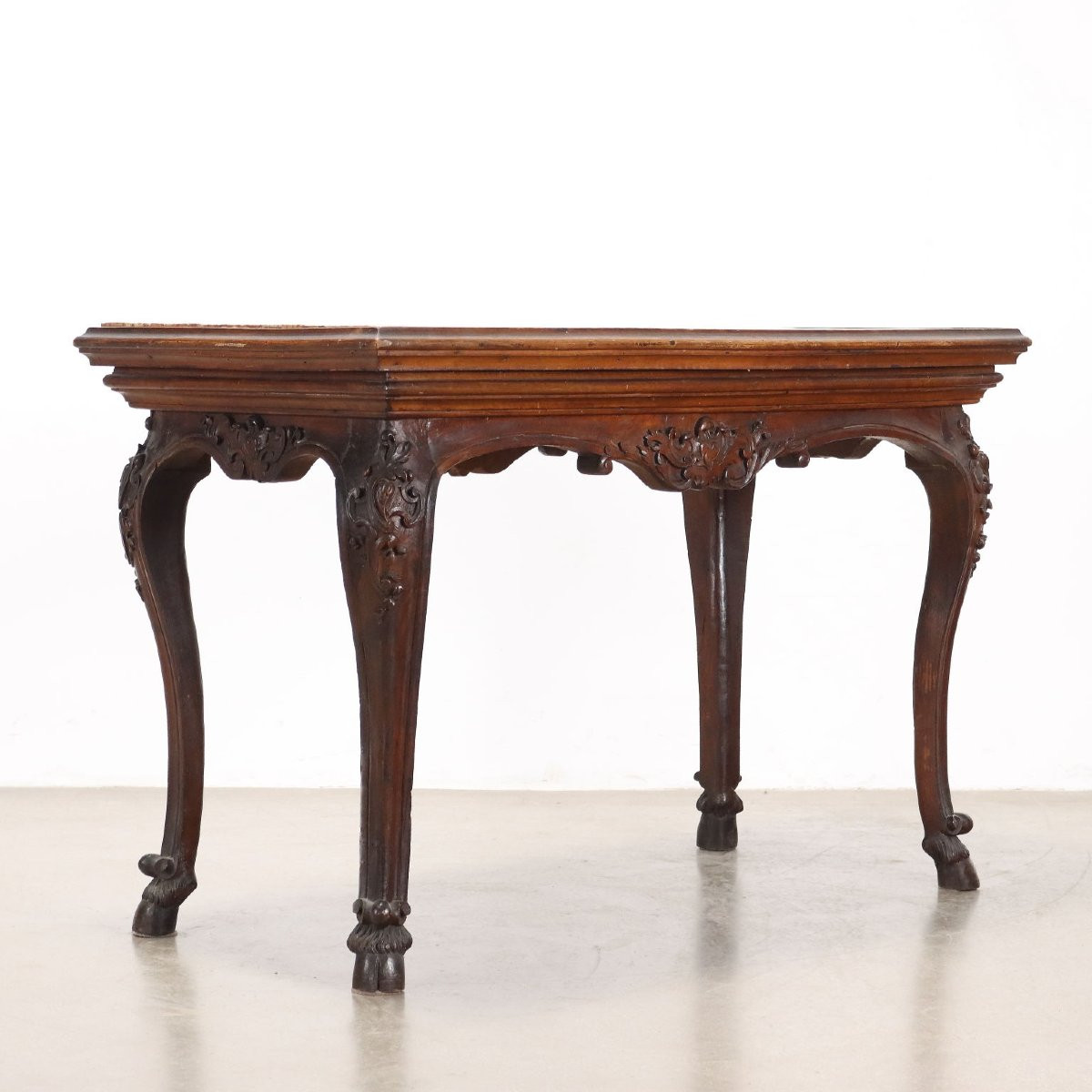 Antique Baroque Table Walnut Marble Top Italy XVIII Century-photo-4