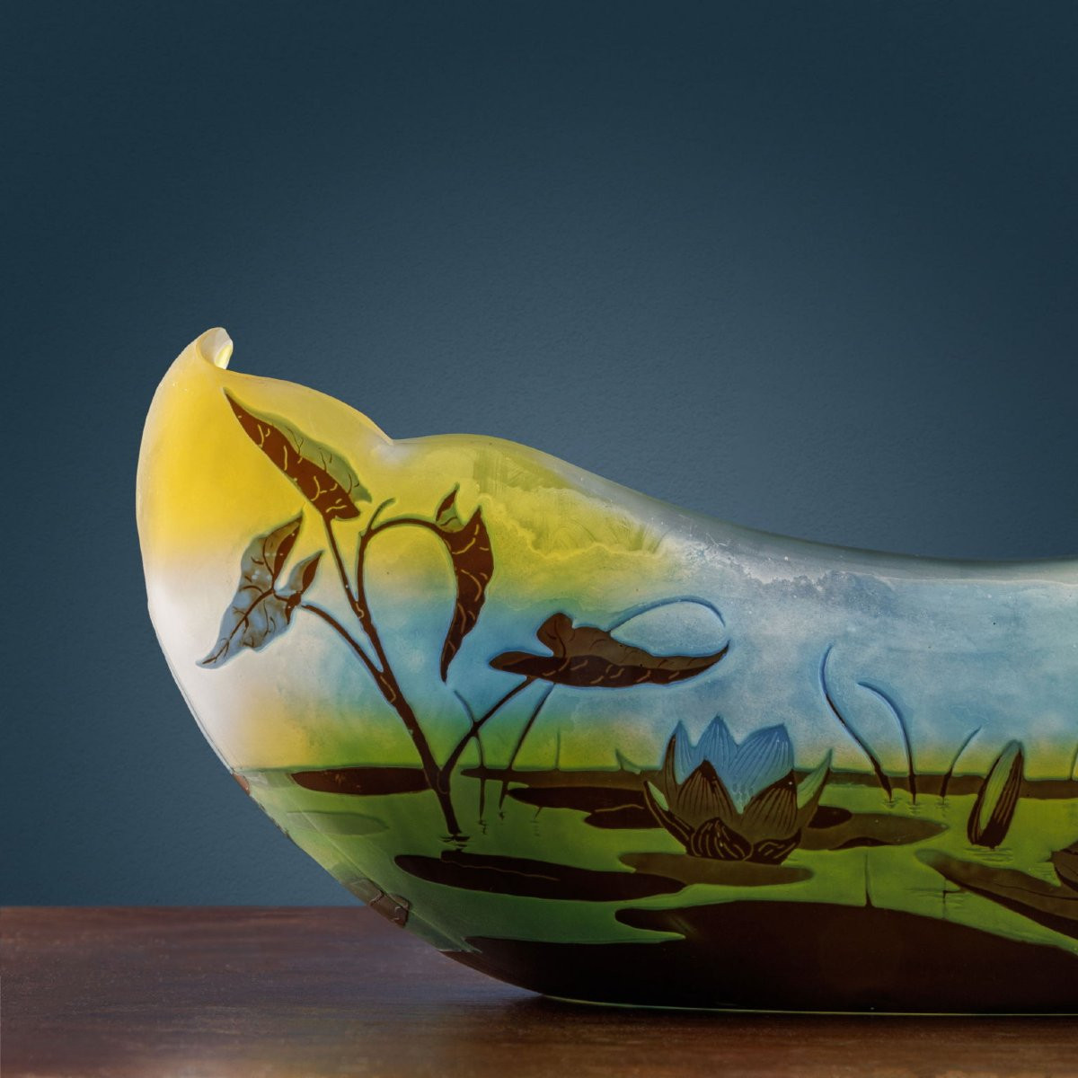 Jardinière Ancienne En Verre Dépoli Gallé De Nancy XXe -photo-1