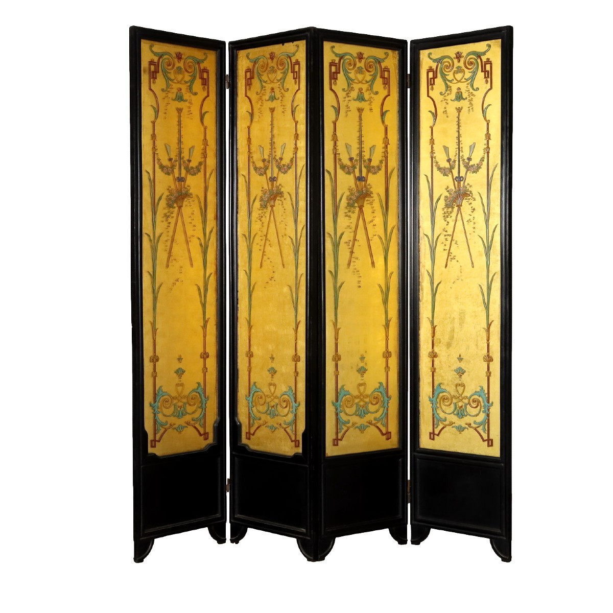Parevent Art Nouveau Ancien En Bois Noirci Italie XXe Siècle