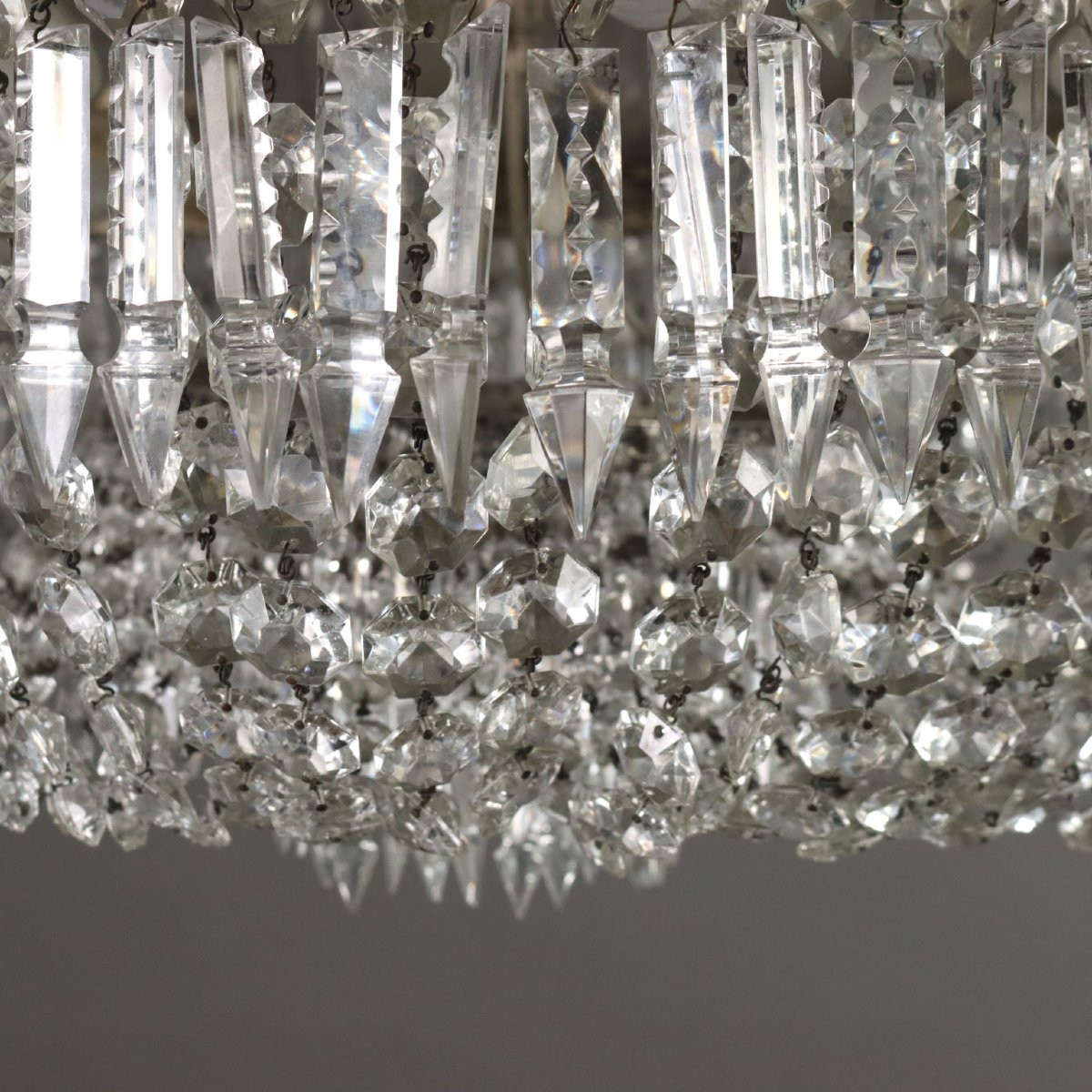 Lustre Ancien Style Empire Verre Métal Italie Du XXe Siècle-photo-1