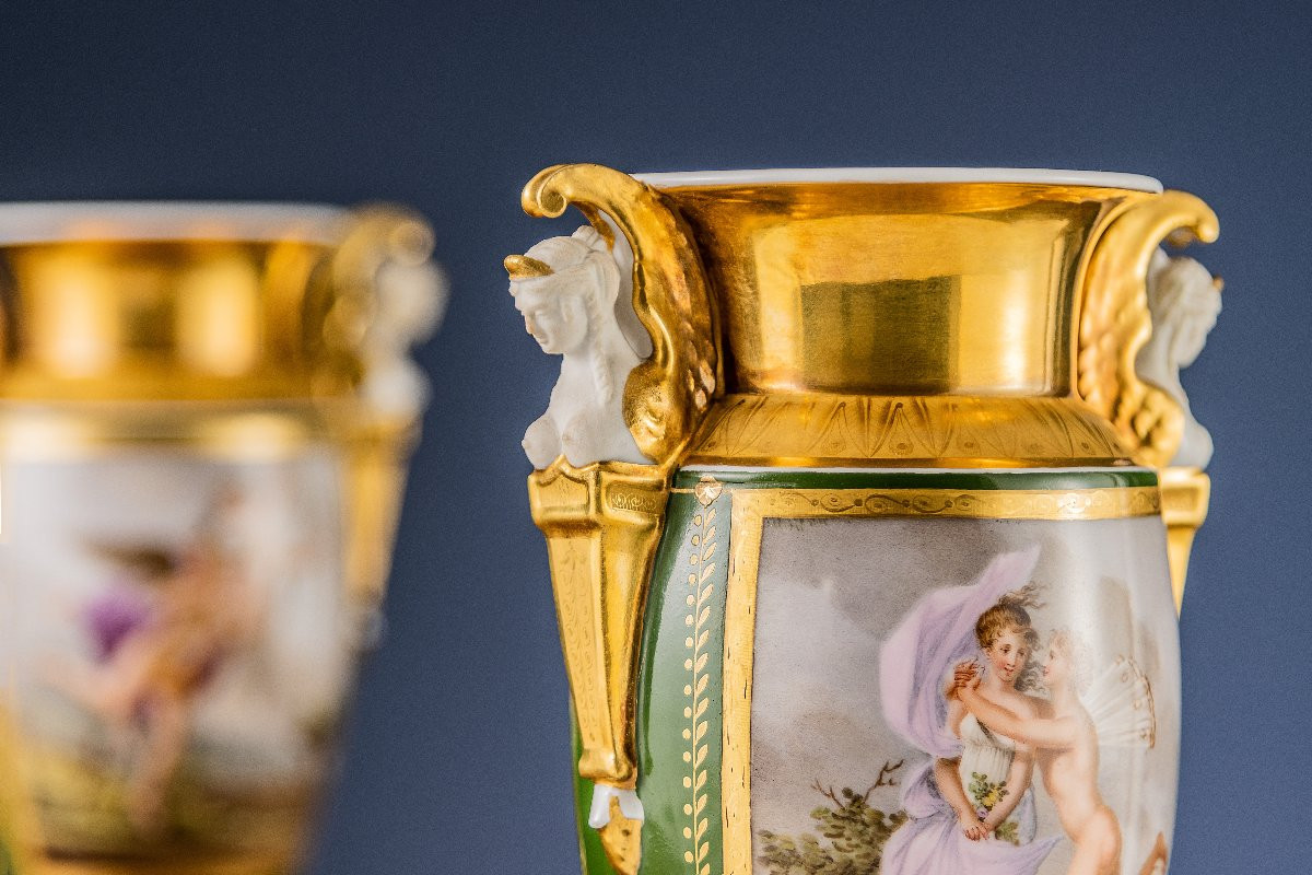 Pair Of Dagoty Ceramic Vases, Paris, C. 1810.-photo-4