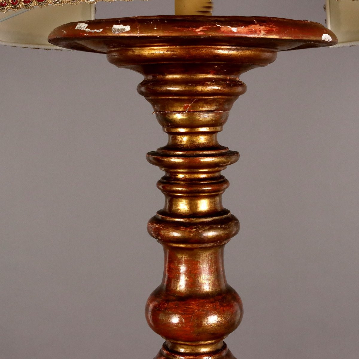 Bougeoir éclectique Ancien Tilleul Doré Italie XIXe Siècle-photo-3