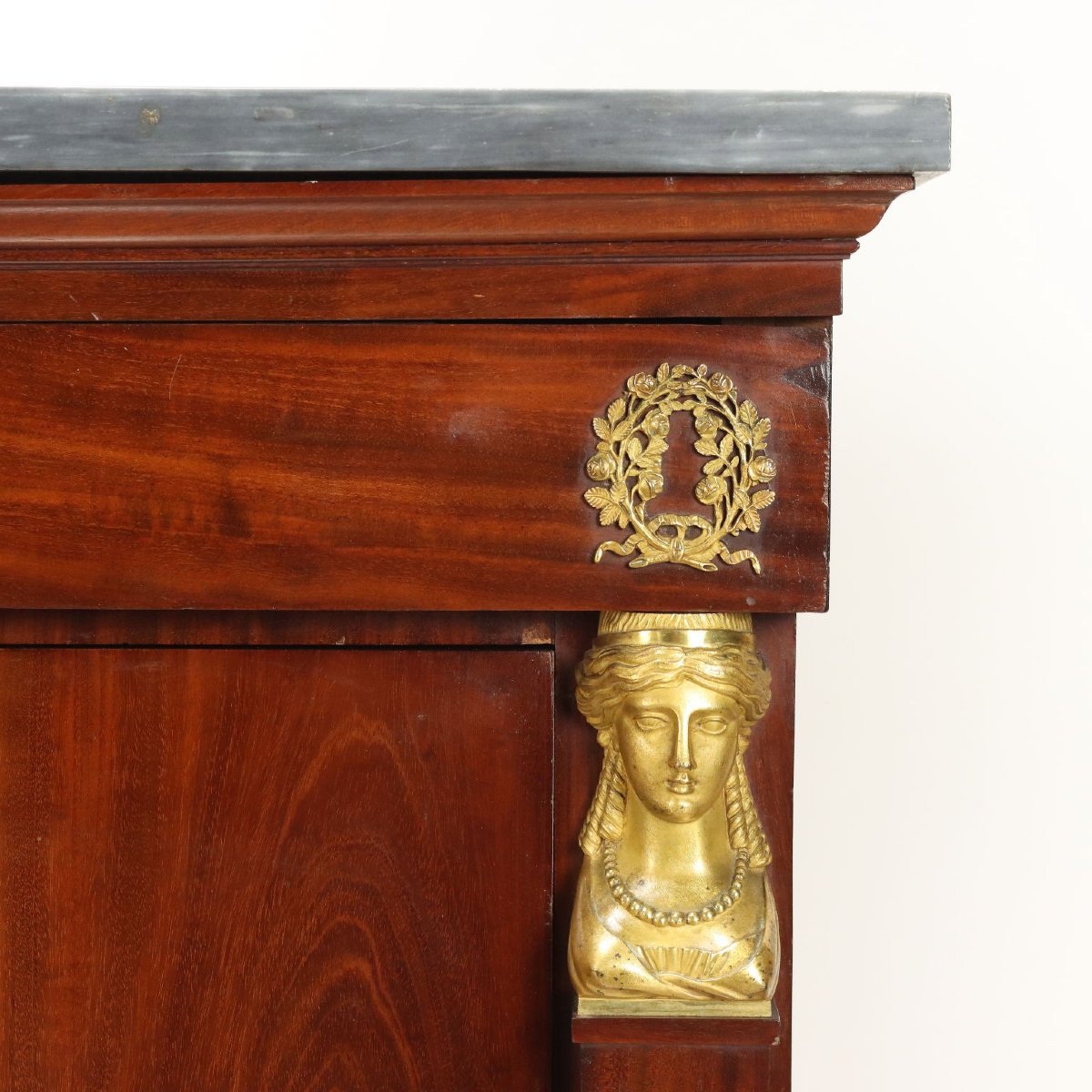 Commode Empire Ancienne Acajou Noyer Marbre Italie XIXe Siècle-photo-1