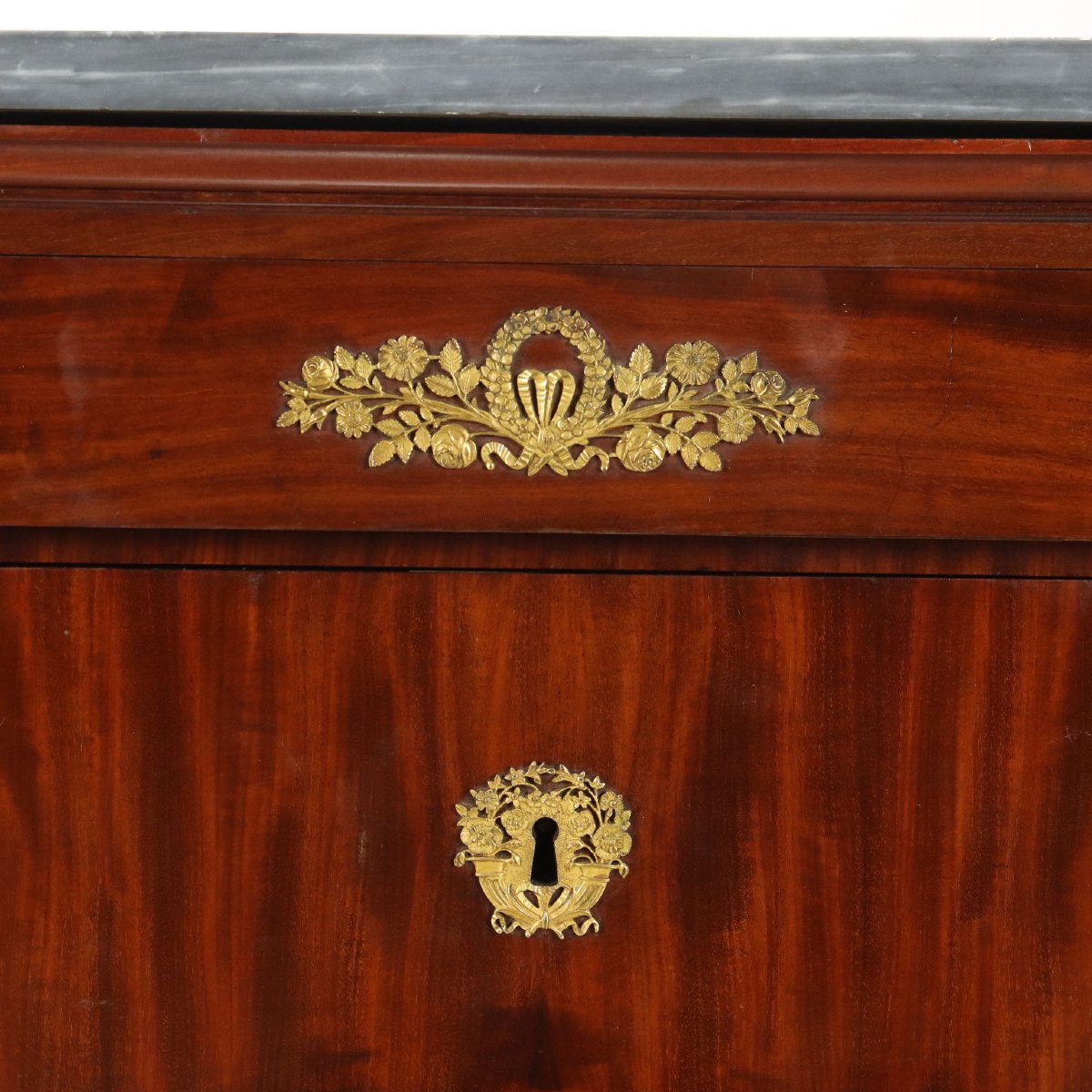 Commode Empire Ancienne Acajou Noyer Marbre Italie XIXe Siècle-photo-2