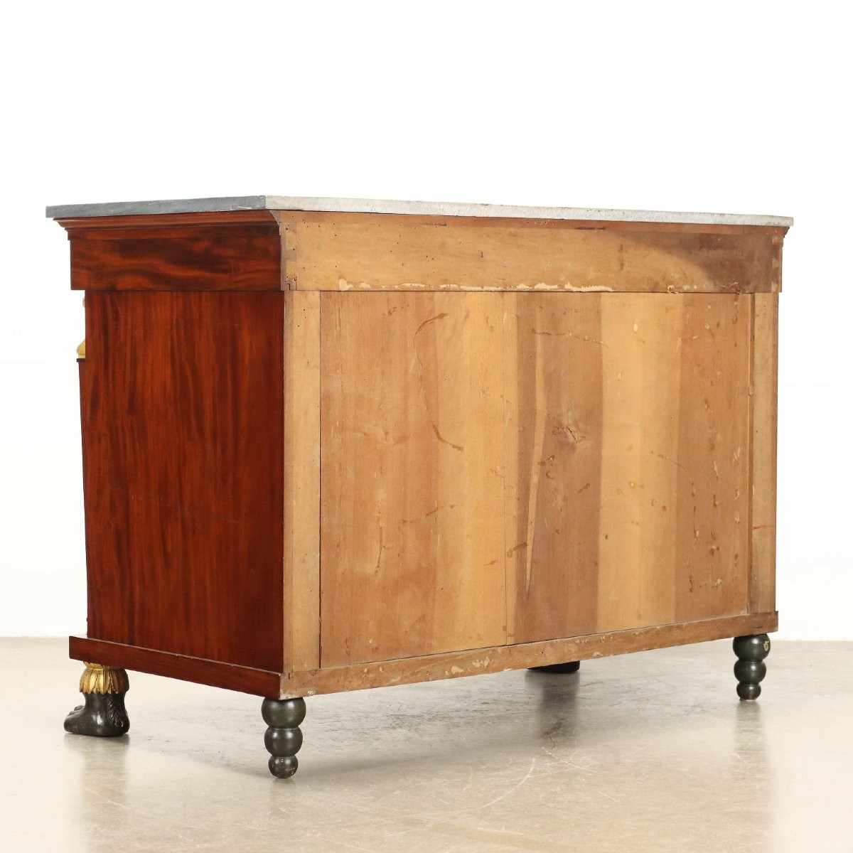 Commode Empire Ancienne Acajou Noyer Marbre Italie XIXe Siècle-photo-7