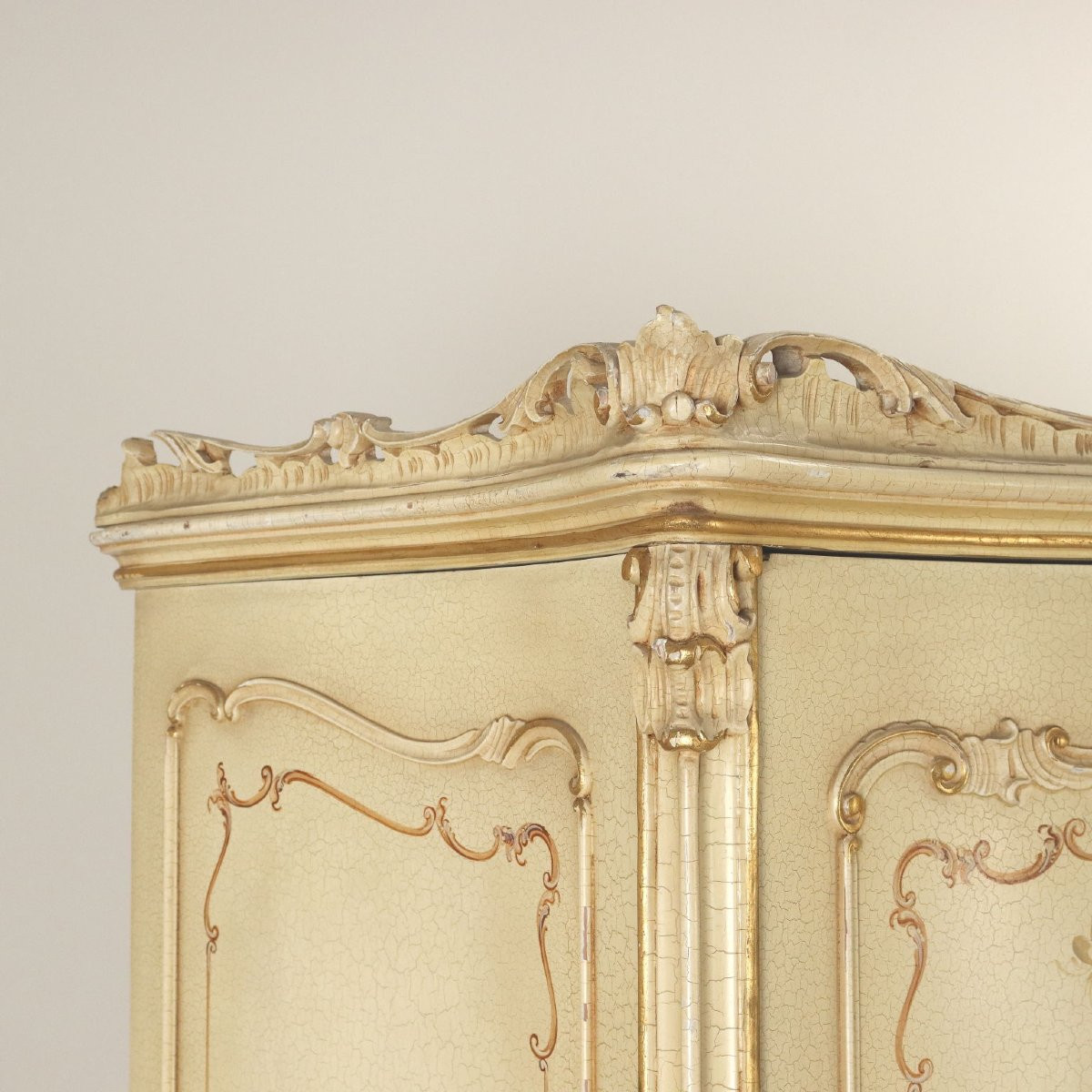 Armoire Ancien Style Baroque Venitien Sapin Du XXe Siècle-photo-4