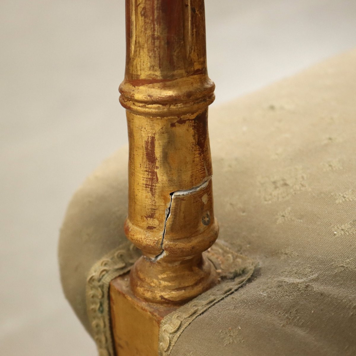 Antique Sofa Neoclassical Style Gilded Wood XIX Century-photo-2