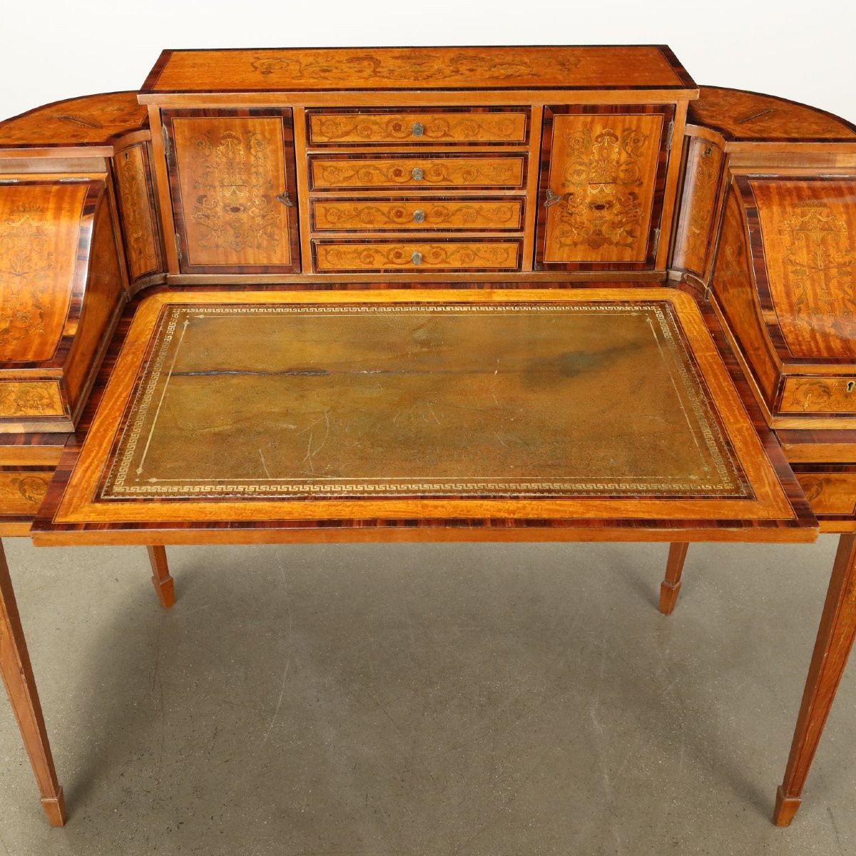 Bureau Victorien Ancien Style Carlton House Satinwood XIXe Siècle-photo-2