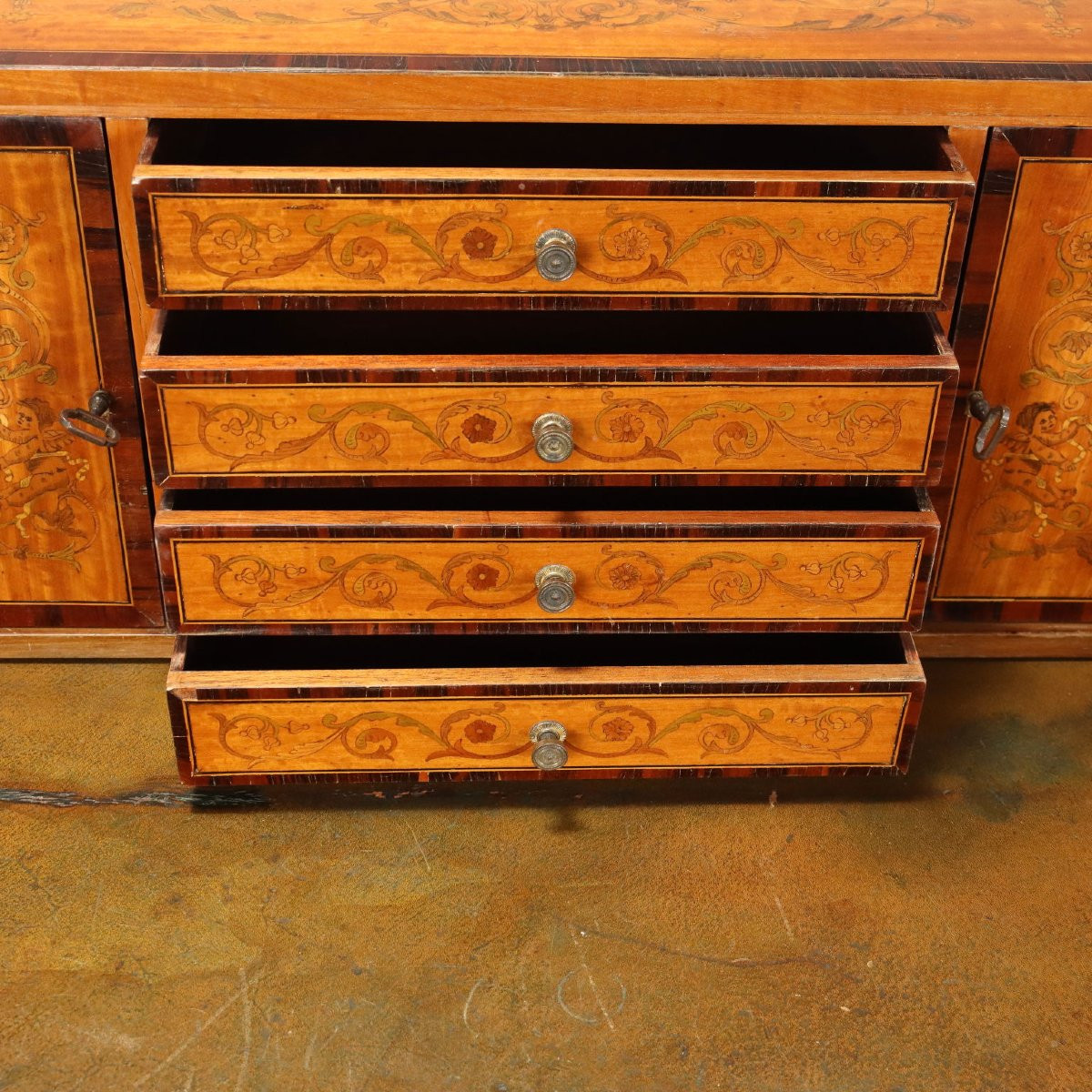 Bureau Victorien Ancien Style Carlton House Satinwood XIXe Siècle-photo-4