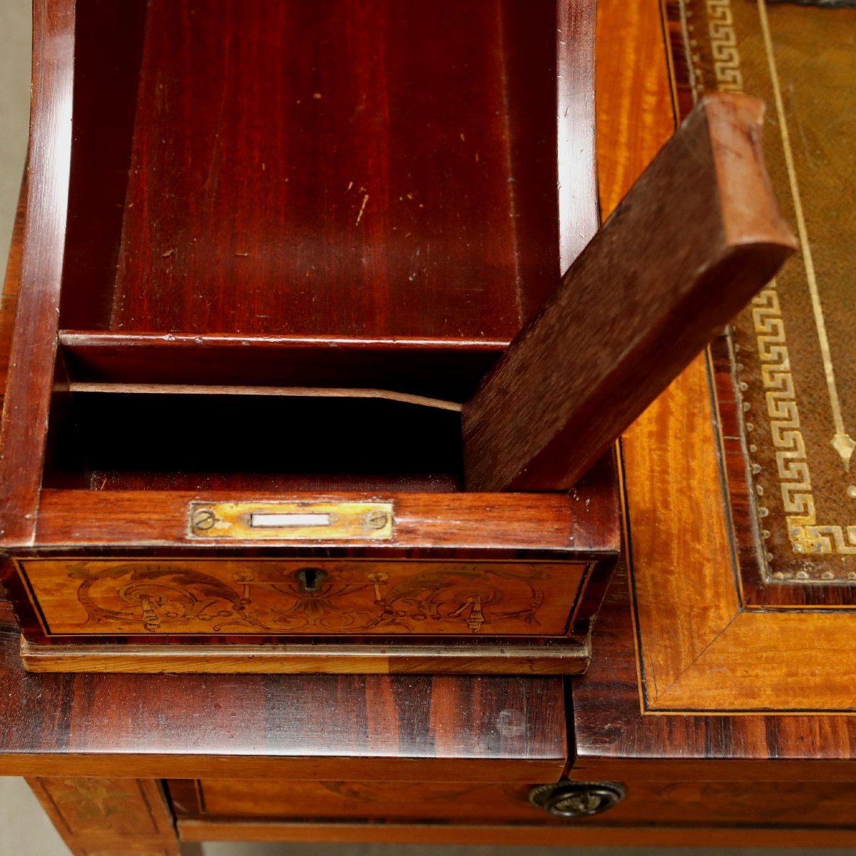 Bureau Victorien Ancien Style Carlton House Satinwood XIXe Siècle-photo-5
