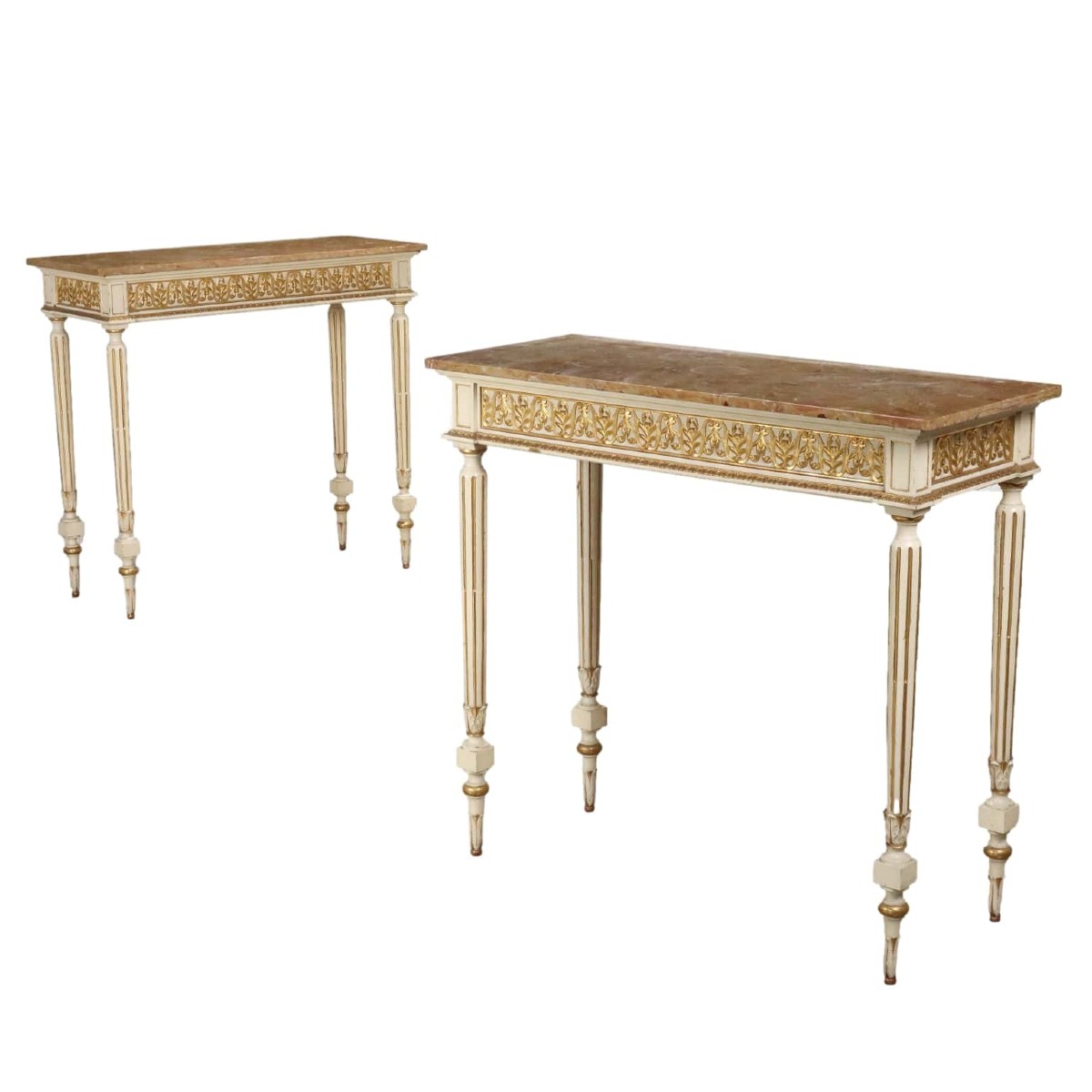 Antique Consoles Neoclassical Style Linden Fir Italy XIX-xx Century