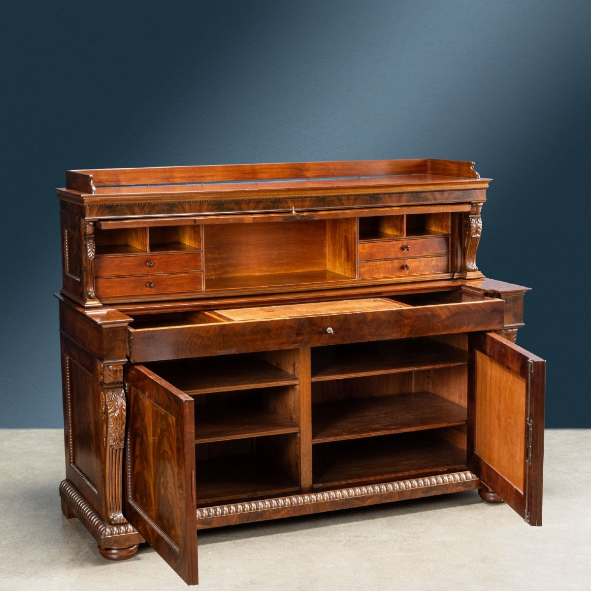 Bureau Avec Secrets Chêne Italie XIXe Siècle-photo-2
