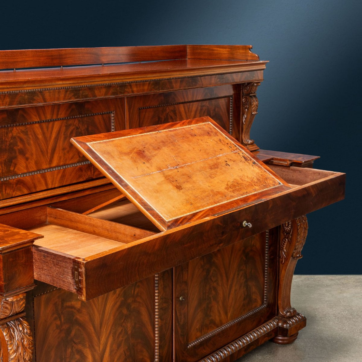 Bureau Avec Secrets Chêne Italie XIXe Siècle-photo-3